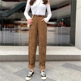 Full Length Trousers With Belt Loose Casual Bottoms