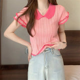 And Sexy T-Shirt Girl Summer New Pure Sweet Hottie Short-Sleeved Temperament Flying Short-Sleeved