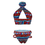 African Style Bandage Bikinis Sets Women's Swimsuit 2024 New Sexy Cross Halter 2 Pieces Swimwear Surf Bathing Suits-Outfit