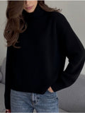 Fongt And Winter Pure Color Short High-Collar Sweater Women's Loose Leisure Knitting Shirt 2025 New Thicker Top