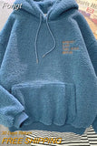 Fleece Hooded Sweatshirt Women Padded Thickened Warm Long Sleeve Pullover Preppy Style Casual Letters Winter Female