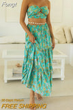 Off The Shoulder Long Dress Two Pieces Sets Women Summer Sexy Sundress Beach Bohemian Floral Holidy Maxi Dresses