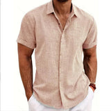 Fongt Men's Linen Short-Sleeved T-Shirts For Free-Fitting Sweatshirts For Men's Short-Sleeved Cotton Shirts Beach Plus-Size Men's Short-Sleeved