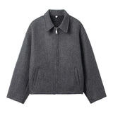 Fongt Women's Clothing Explosion Fashion Street Retro Style Simple Collar Hair Coat