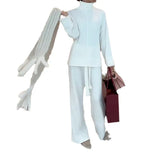 Fongt Autumn Winter New Solid Color Languid Lazy Gentle Wind Comfortable Turtleneck Sweater Two Sets Female-Outfit