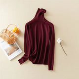 New-Coming Autumn Winter Tops Solid Turn-Down Collar Pullovers Female Thick Turtleneck Knitted High Street Women