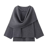 Fongt And Winter New Women's Loose Casual Cape Shawl Knit Sweater Coat
