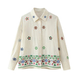 Summer Flower Embroidered Baggy Shirt 3444460 Trousers 2882460-Outfit