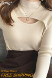Hollow Out Black Sweater Women 2023 Autumn Winter Clothes Slim Turtleneck Pullovers Woman Long Sleeve Korean Knitted