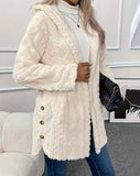 Fongt 2025 Ebaywish Hooded Solid-Colored Open-Shirt Button-Buttoned Long-Sleeved Casual Jacket