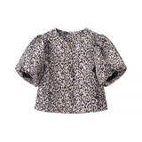 Fongt Homemade New Women's Classic Fashion Spring Fashion Casual Bubble Sleeve Shirt