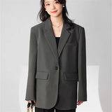 Fongt And Autumn Thin Gray Blazer Female Senior Design Sense Small Korean Version Of Casual Small Suit Tide