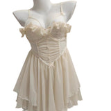 Fongt Pajamas Girls Summer 2025 New Small Slings With Thin Back Transparent Pure-Style Pyjamas Suit
