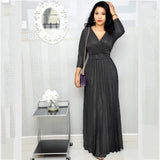 Fongt African Women's Fashion Long-Sleeved Hot 100-Folded Stew Skirt With Belt Bright Powder