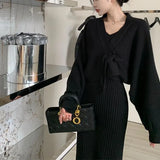 Fongt Autumn And Winter New Gentle Wind Design Sense Fashion Girl Dress Sweater Cardigan Coat Skirt Knitting-Outfit