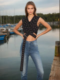 Fongt Trend Wind Sleeveless Jacket 2024 Summer New Personality Handmade Rivets Splicing Design Sense Vest Female-Outfit