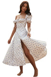 Fongt New Summer Fashion Bubble Sleeves With Open Fork Dress Dress Woman Summer