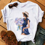 Women Sunflower Girl Printed T
