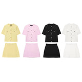 Fongt Women's Short-Sleeved Knitted Knitted Knitted Miniskirt