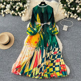 Fongt Collar Nail Bead Lantern Sleeve Pearl Belt To Collect Long-Term Printed Pressure Skirt
