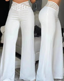 Belt High Waist Casual Straight Loose Trousers