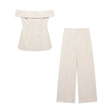 Fongt New Side Open Fork And Shoulder Clothing 8202551 High-Waist Wide Leg Trousers 8199151