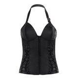 Fongt Rock Thoracic Leather Neck Vest Design Feel Waist Low Collar Zipper Sling Sling