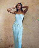 Fongt Spring/Summer New Hot Fashion Style Twisting Flower Fork Long Wool Dress LX0180