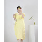 Fongt Folded High-End High-End Summer Loose Short-Sleeved Big Brand Age Reduction Medium-Long Design Dress