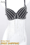 Tassels Rhinestone Corset Sexy Backless Sleeveless Crop Tops Women Slimming Bra Top Nightclub Party