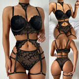 Sex Lingerie Sexy Garter Neck Lace Three-Point Underwear Set Temptation Direct