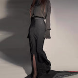 Fongt 2023 New Fashion Temperament Elegant Heavy Industry Diamond Split Hip Skirt Set-Outfit