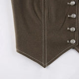 Patchwork Lace Button Down Corset Top-Outfit