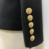 QUALITY Newest 2023 Baroque Designer Blazer Jacket Women's Classic Metal Lion Buttons Double Breasted Slim Fitting