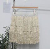 Fongt Tassel Dress Girl Autumn Design Small Babes Dance Irregular A Short Skirt 9039