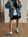 Long Sleeve Print Pocket Cotton Padded Jacket 2024 Women's Single Breasted Commuter Warm Jacket WQK 0-Outfit