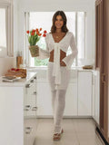 Fongt Suit With V-Neck Top Hollow Skirt Knitted Two-Piece Suit Skirt