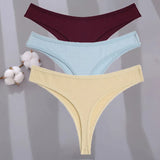 Sexy G-string Women's Cotton Panties Low-Waist Thongs Striped Solid Female Underpants Girl Comfortable Briefs