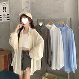 Fongt Thin Coat Women's Summer New Loose Anti-Ultraviolet Breathable Ice Sleeve Shirt Long-Sleeved