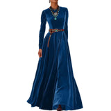 Fongt Elegant Autumn And Winter Long Sleeve Western Velvet Dress