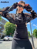 Dark Y2k Punk Hollow Out Knitted Gothic Sexy Pullovers Grunge E-girl Long Sleeve Loose Crop Sweaters Alt Summer