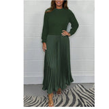 Fongt 2025 New Women's Fashion Elegant Round-Neck Dress 100-Folded Dress