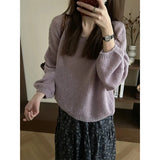 Fongt With A Set Of 2025 Purple Gentle Temperament Sweater Knitted Jersey Half Dress Two-Piece Skirt