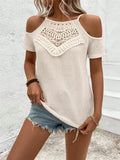Fongt And Summer 2025 New Lace Splicing Design Knitted Sling Strap Strap T-Shirt Top
