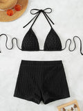 Fongt New Bikini Split Solid Color Swimsuit High Waist Boxers Show Thin Bikini Sexy
