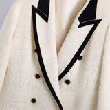 Winter Style Collision Trimming Texture Double-Breasted Suit Coat 2008457-Outfit