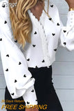 Women Elegant V-Neck Patchwork Print Button Blouse Shirts 2023 Spring Fashion Off Shoulder Pullover Tops Office Lady Slim