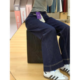 Fongt Kong Style Lazy Style Design With Velvet Trumpet Jeans Women 2025 Autumn And Winter Small High Waist Thick Thick Pants