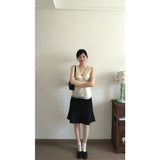 Fongt Spice Girls Kinesi V-Neck Vest Small Top With Stylish Simple A-Word Thin Fishtail Half-Dress Woman Two-Case