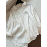 Fongt Shirt Women's Top 2025 New Feeling Light Luxury To Reduce The Age Of Chic White Cotton Linen Shirt